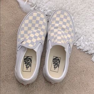 grey and white checkers vans